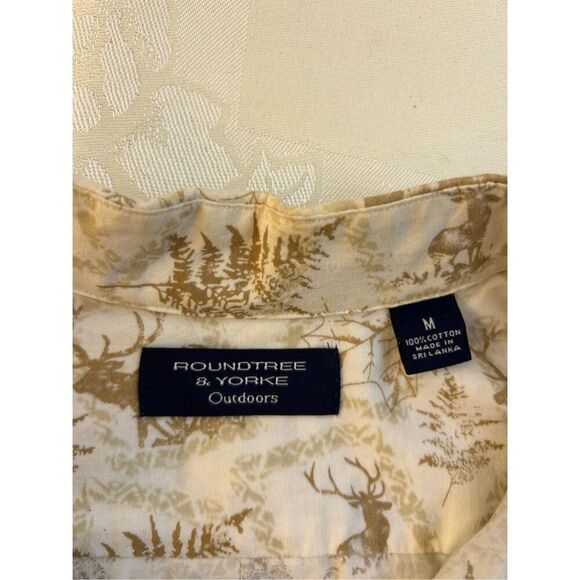 Roundtree & Yorke Outdoor Hunting Button Down Mens Shirt M Medium Deer Leaves rn - Picture 4 of 6